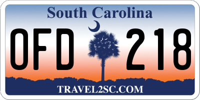 SC license plate OFD218