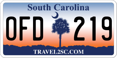 SC license plate OFD219