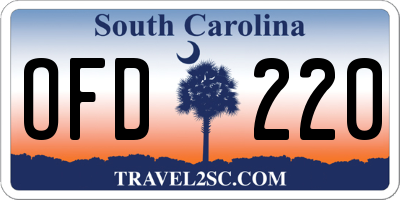 SC license plate OFD220