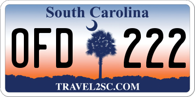 SC license plate OFD222