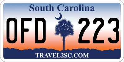 SC license plate OFD223