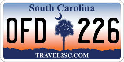 SC license plate OFD226