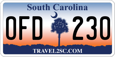 SC license plate OFD230