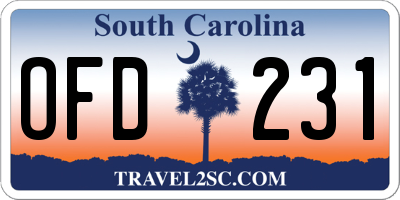 SC license plate OFD231