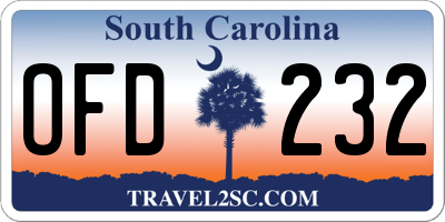 SC license plate OFD232