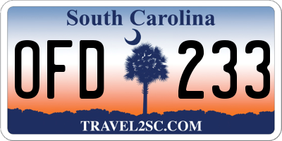 SC license plate OFD233