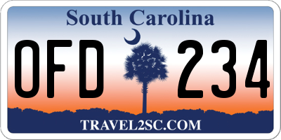 SC license plate OFD234