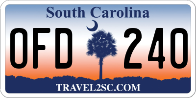 SC license plate OFD240