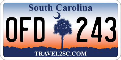 SC license plate OFD243
