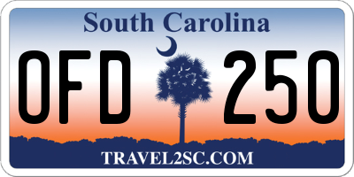 SC license plate OFD250