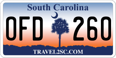 SC license plate OFD260