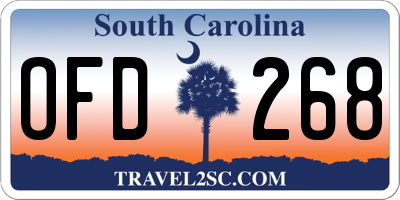 SC license plate OFD268