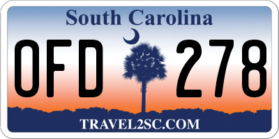 SC license plate OFD278