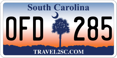 SC license plate OFD285