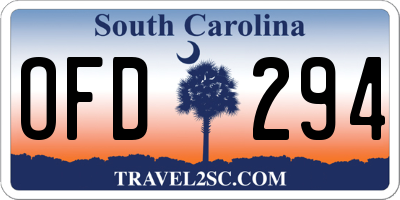 SC license plate OFD294