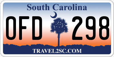 SC license plate OFD298