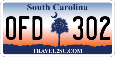 SC license plate OFD302