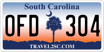 SC license plate OFD304