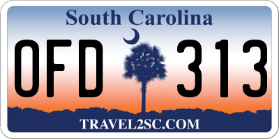 SC license plate OFD313