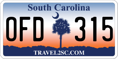 SC license plate OFD315