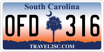 SC license plate OFD316