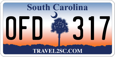 SC license plate OFD317