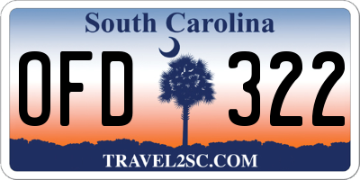 SC license plate OFD322