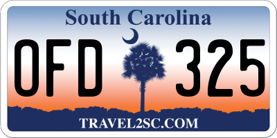 SC license plate OFD325