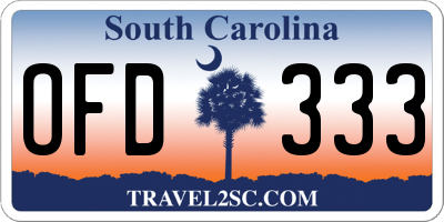 SC license plate OFD333