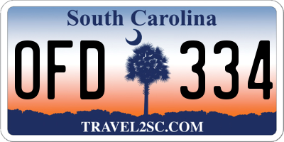 SC license plate OFD334
