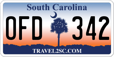 SC license plate OFD342