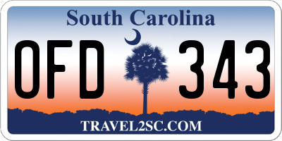 SC license plate OFD343