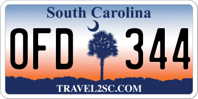 SC license plate OFD344