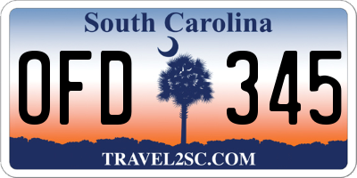 SC license plate OFD345