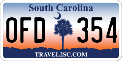 SC license plate OFD354