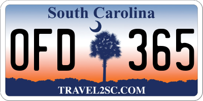 SC license plate OFD365