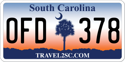 SC license plate OFD378