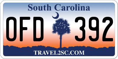 SC license plate OFD392