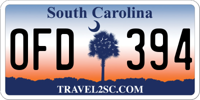 SC license plate OFD394
