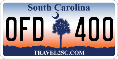 SC license plate OFD400