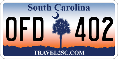 SC license plate OFD402