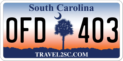 SC license plate OFD403