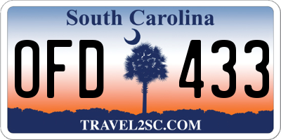 SC license plate OFD433