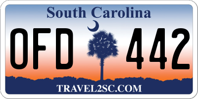 SC license plate OFD442