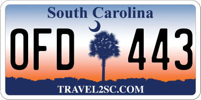 SC license plate OFD443