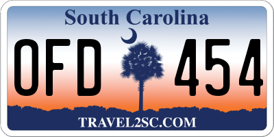 SC license plate OFD454