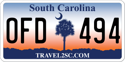 SC license plate OFD494