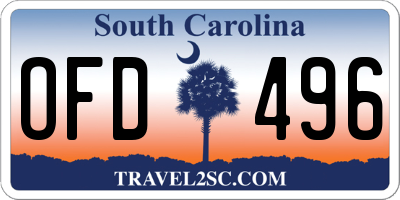 SC license plate OFD496