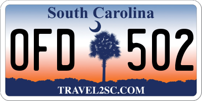 SC license plate OFD502