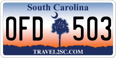 SC license plate OFD503